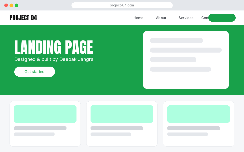 Landing page design project 4 by Deepak Jangra